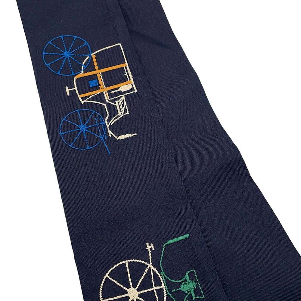 HERMES Blue Silk Scarf - Picture 6 of 8
